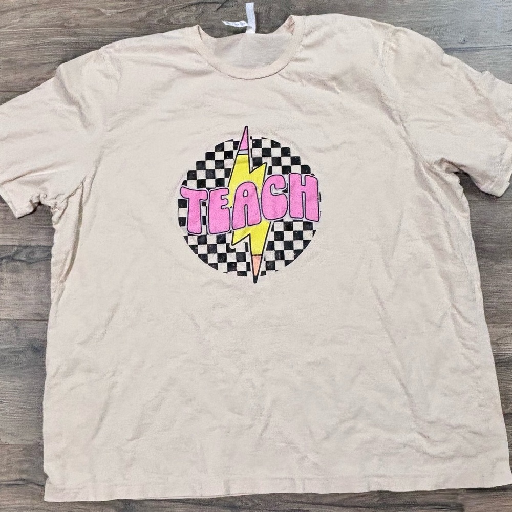 Bella Canvas Beige 'Teach' Graphic Tee